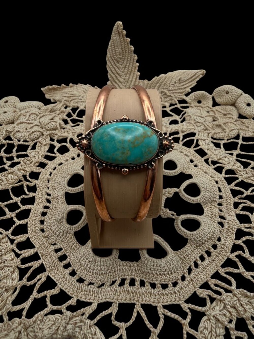 Artisan Crafted Tibetan Turquoise Copper Cuff Statement Bracelet Adj boho 24g